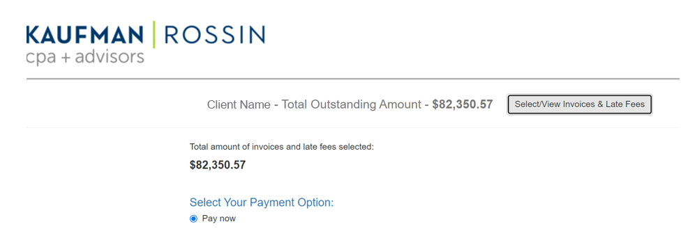 select view invoices and late fees